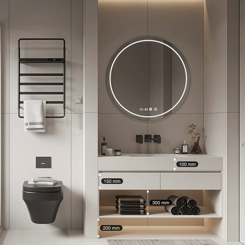 Moletă decorativă elegantă, montată pe podea, cu chiuvetă de baie cu textura de marmură naturală